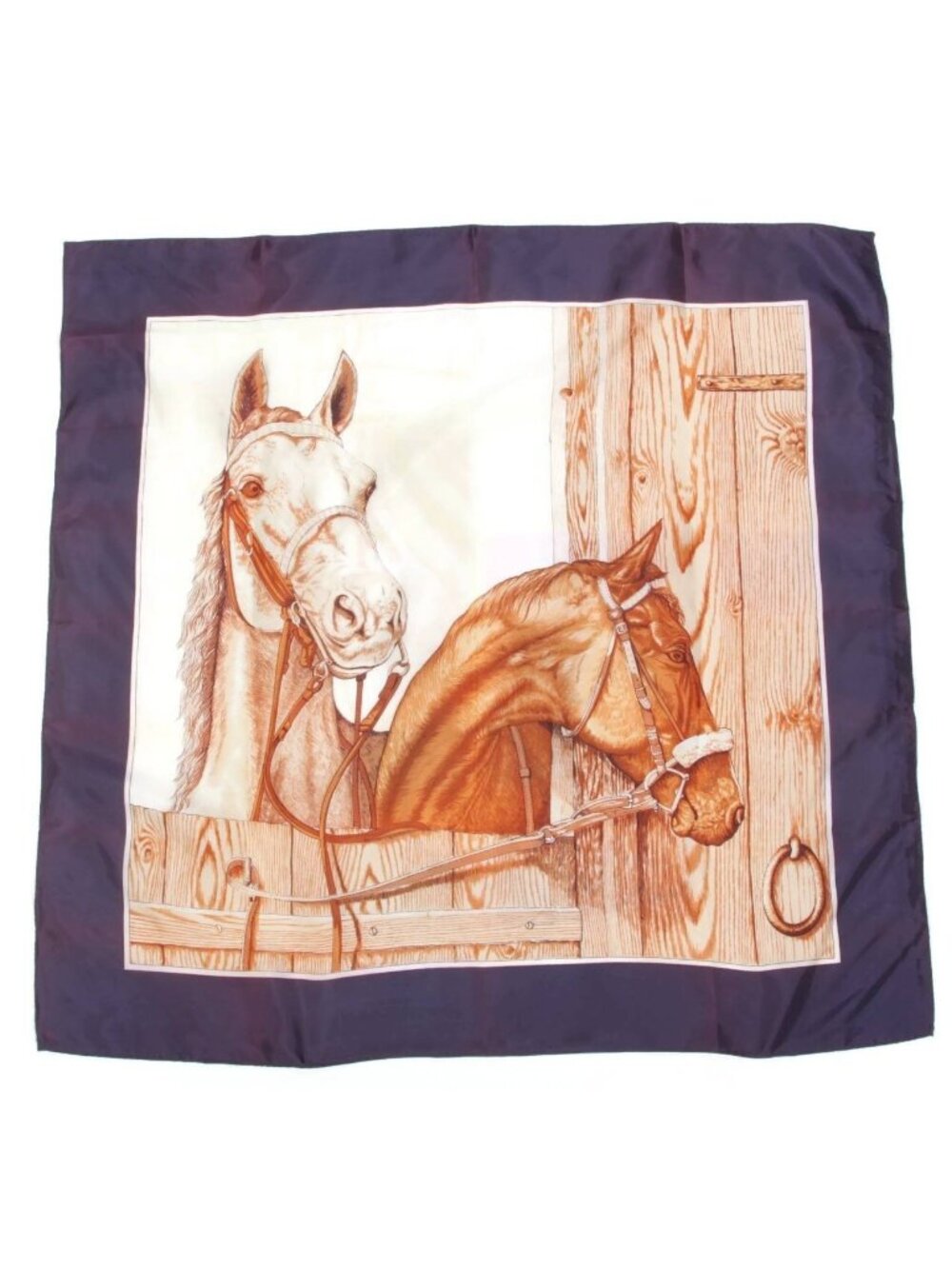 Vintage Equestrian Horses Head Acetate Twill Scarf Japan 28.5 x 29 Square /796